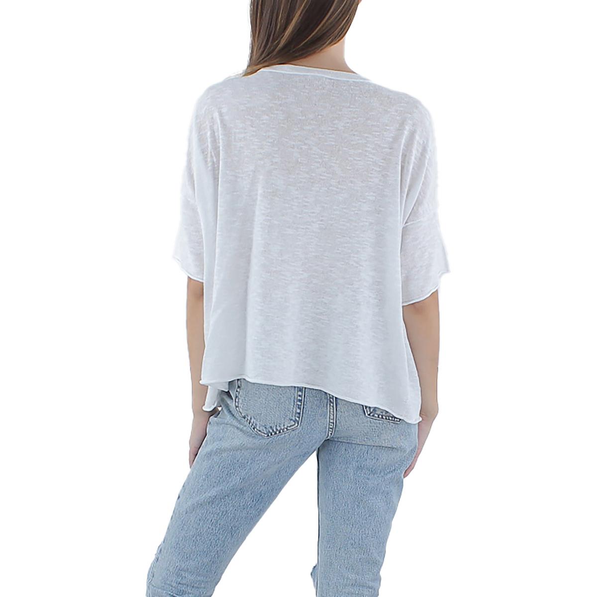 Womens Short Sleeve Solid Pullover Top