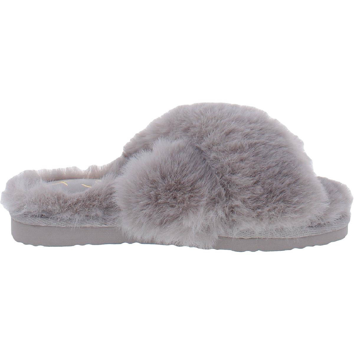 Jeane Womens Faux Fur Padded Insole Scuff Slippers