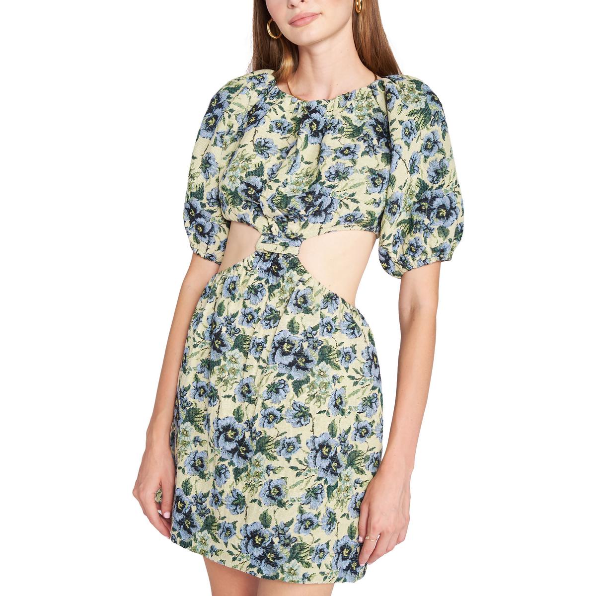 Passion Womens Floral Open Back Mini Dress