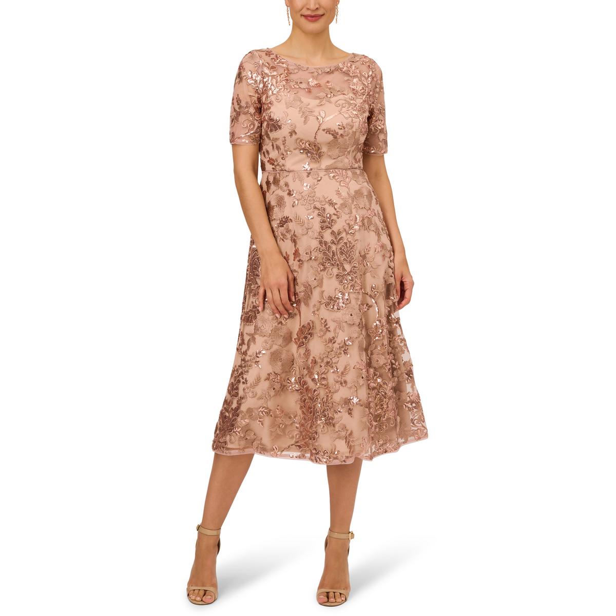 Womens Embroidered Sequin Cocktail And Party Dress