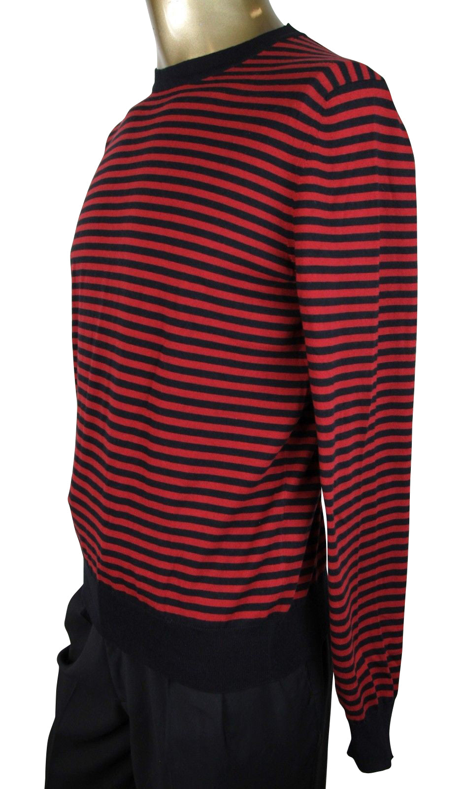 Gucci Men's Black / Red Striped Cashmere Cotton Pullover Sweater (Small)