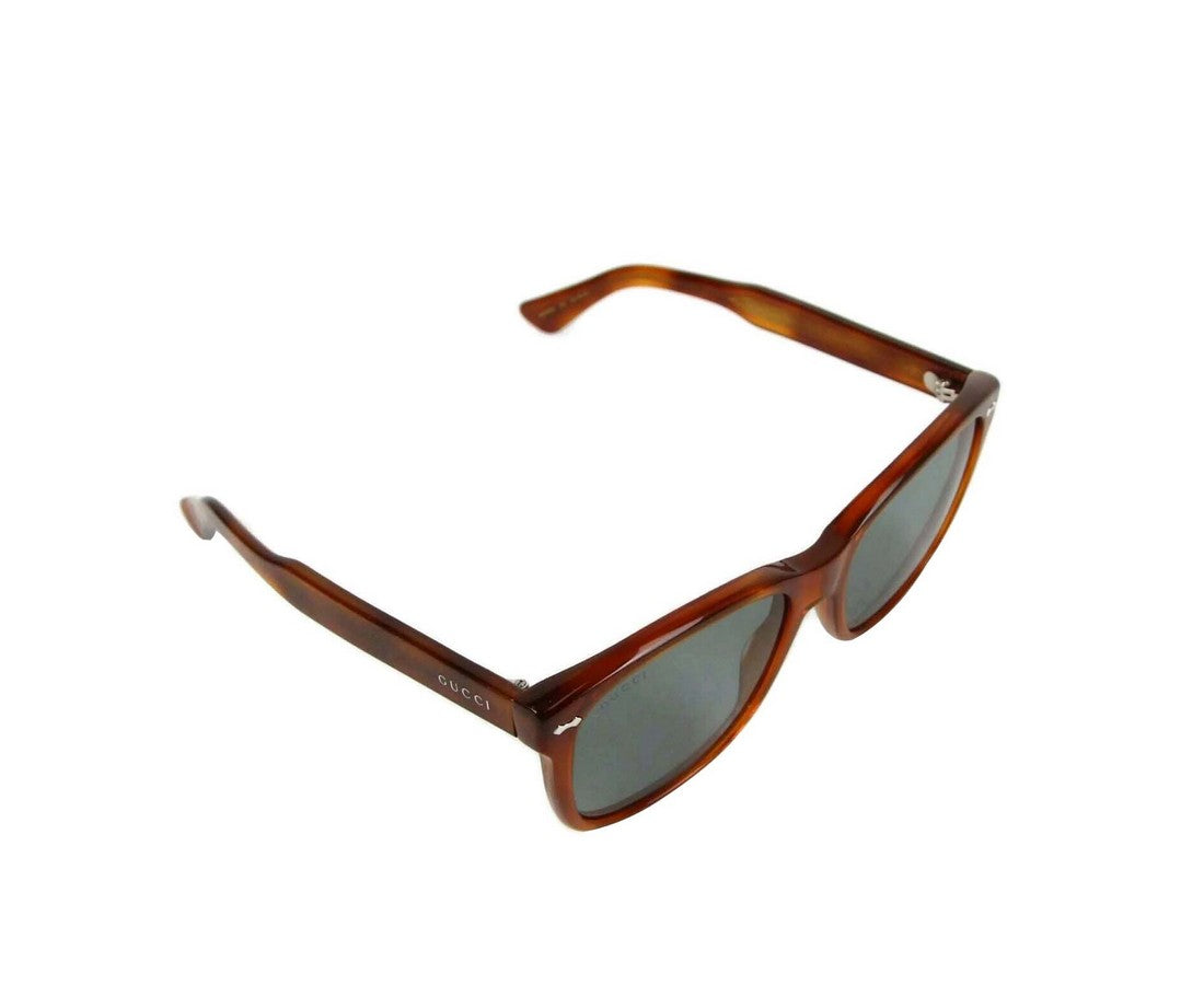 Gucci Women's Gray Green Lens Havana Acetate Square Sunglasses