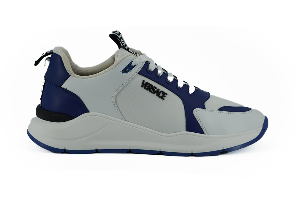 Versace Elegant Blue and White Leather Men's Sneakers2