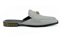 Versace Elegant White Leather Flat Women's Slides1