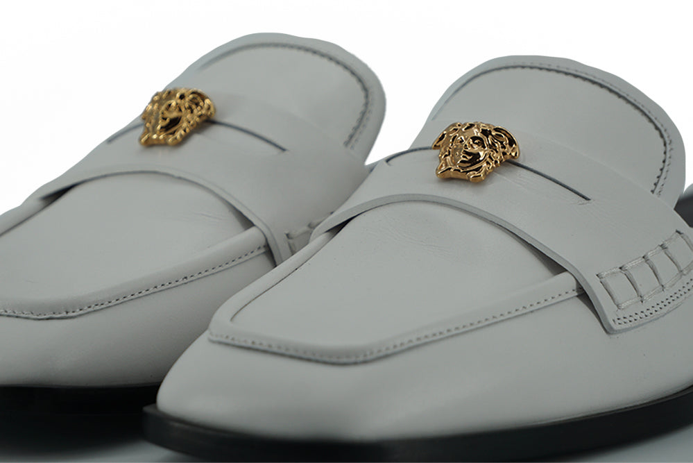 Versace Elegant White Leather Flat Women's Slides14