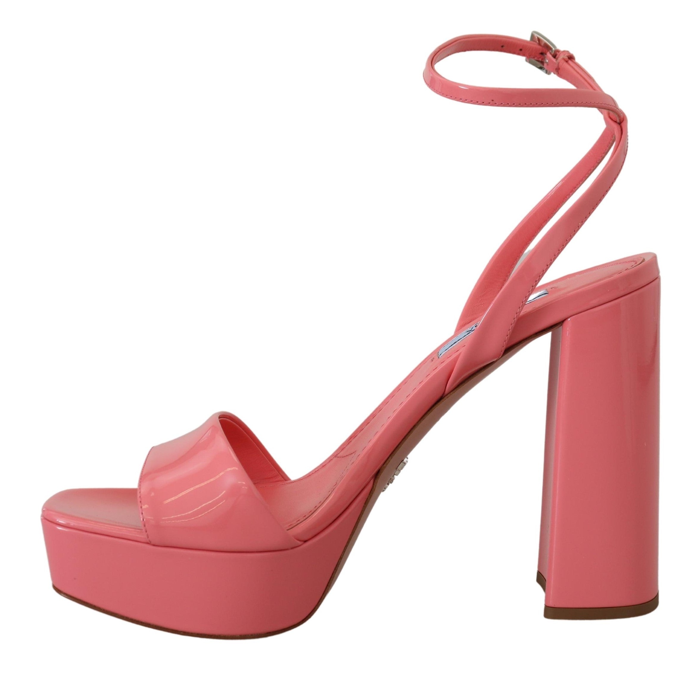 Prada Chic Pink Patent Leather Platform Women's Sandals