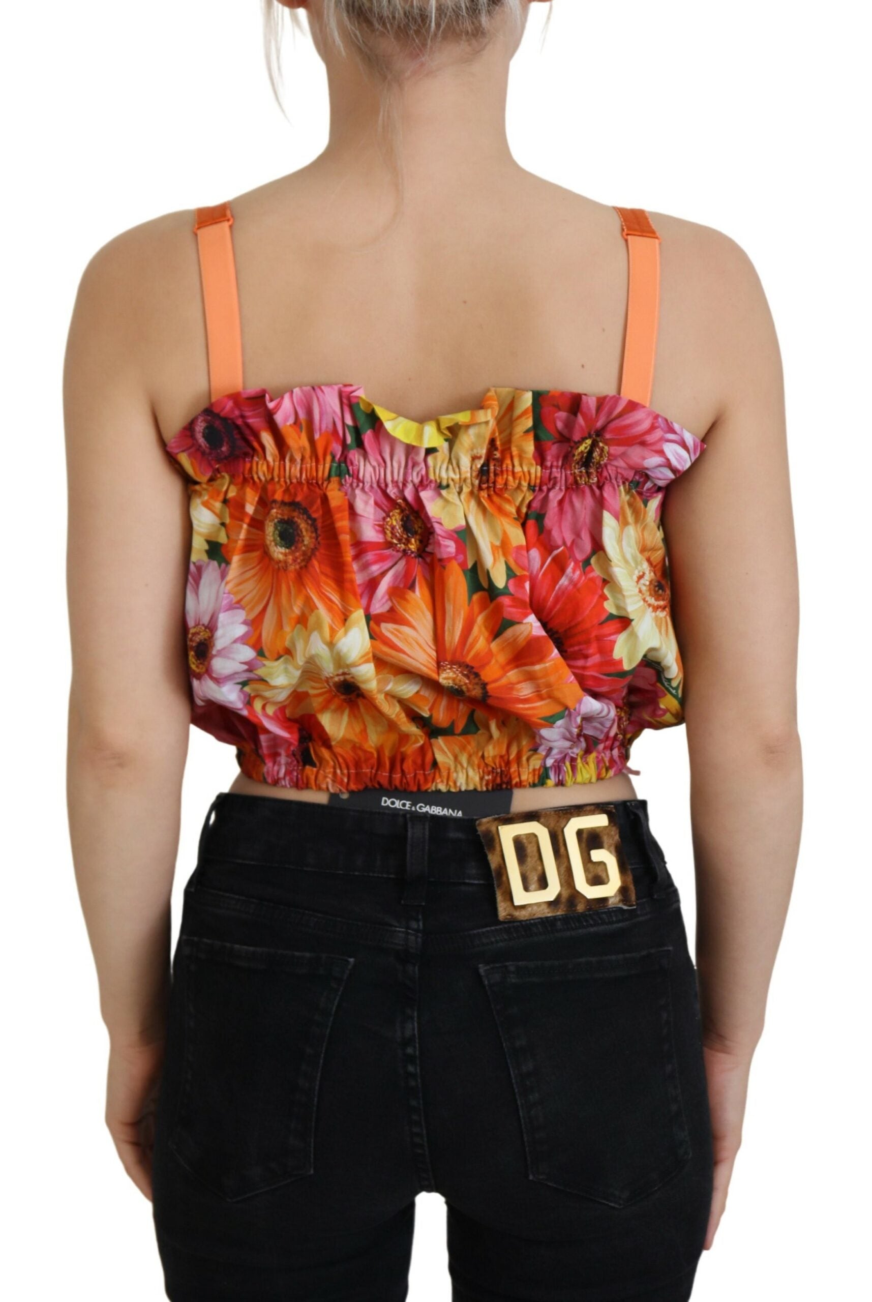 Dolce & Gabbana Floral Elegance Sleeveless Cropped Women's Top