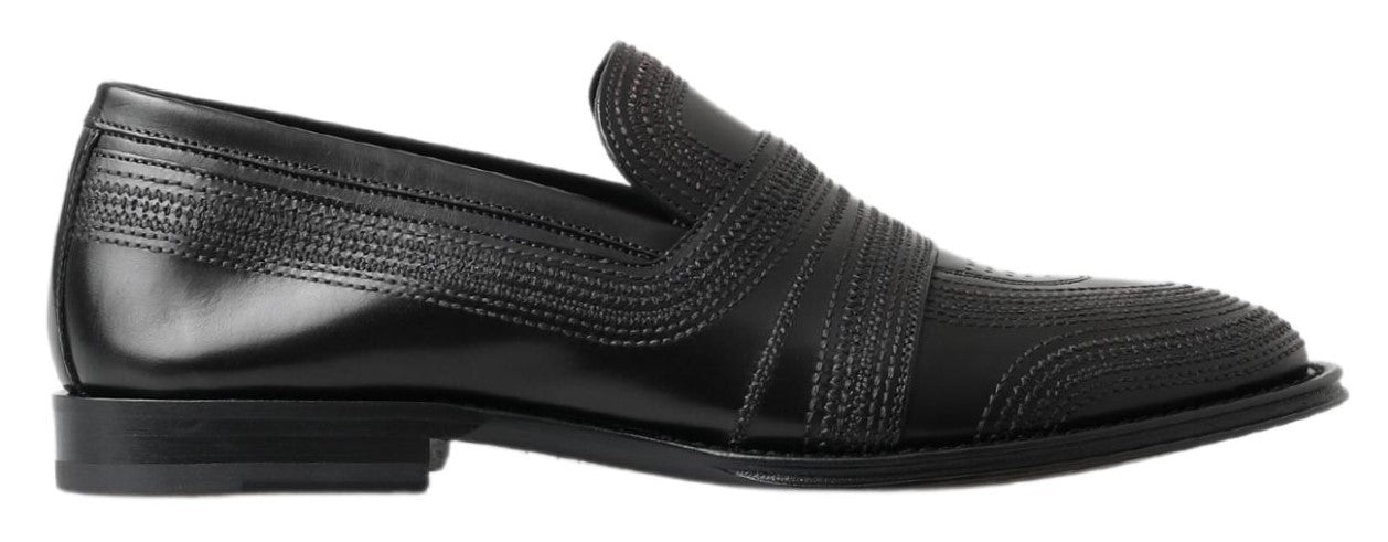 Dolce & Gabbana Elegant Black Leather Slipper Men's Loafers