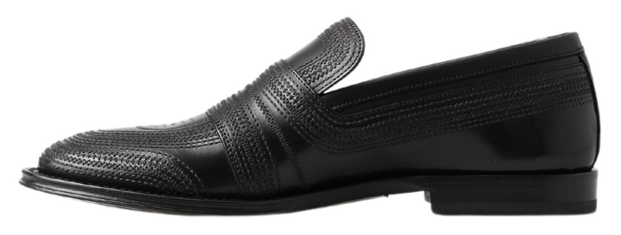 Dolce & Gabbana Elegant Black Leather Slipper Men's Loafers