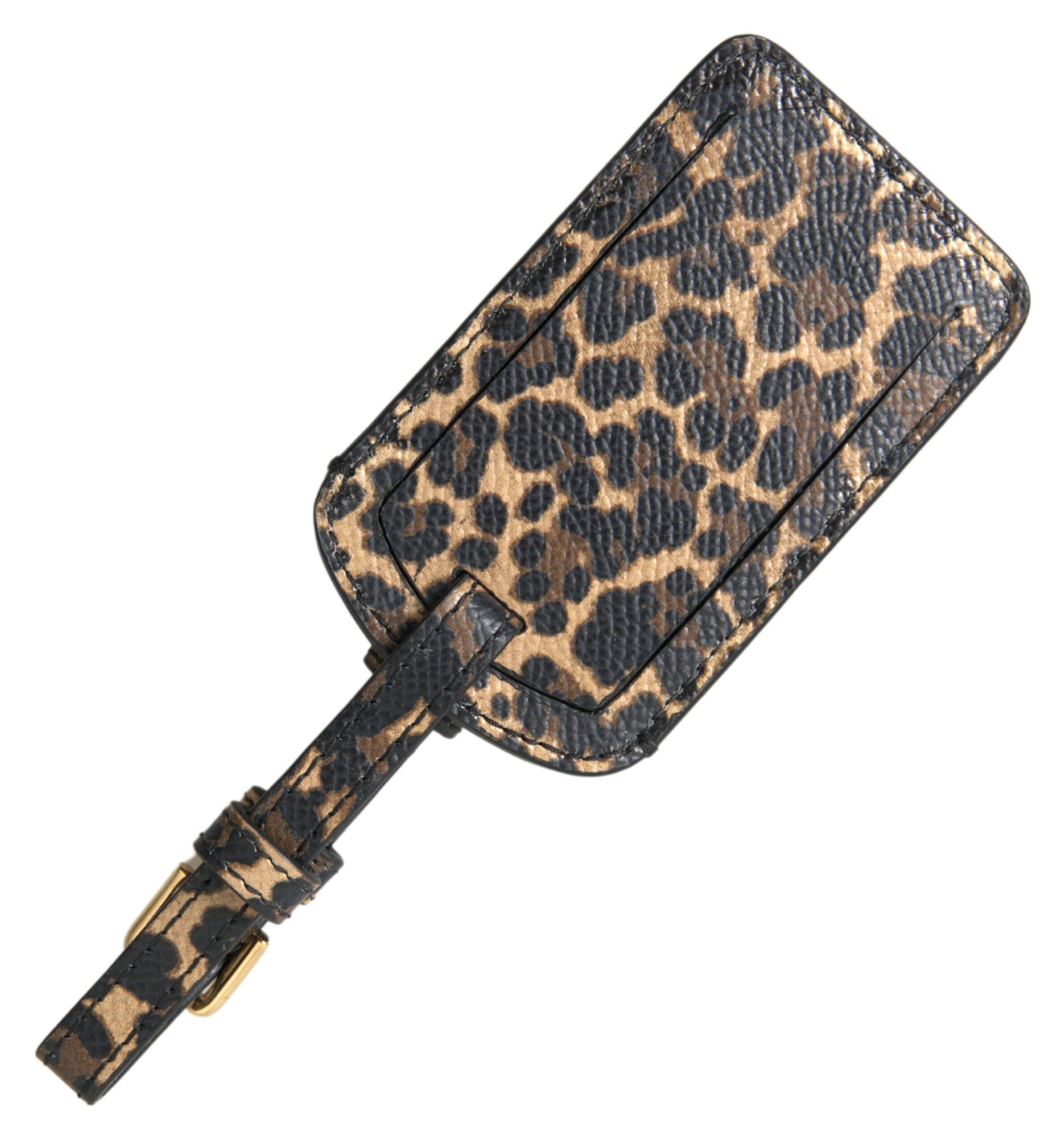 Dolce & Gabbana Elegant Leopard Leather Luggage Women's Tag