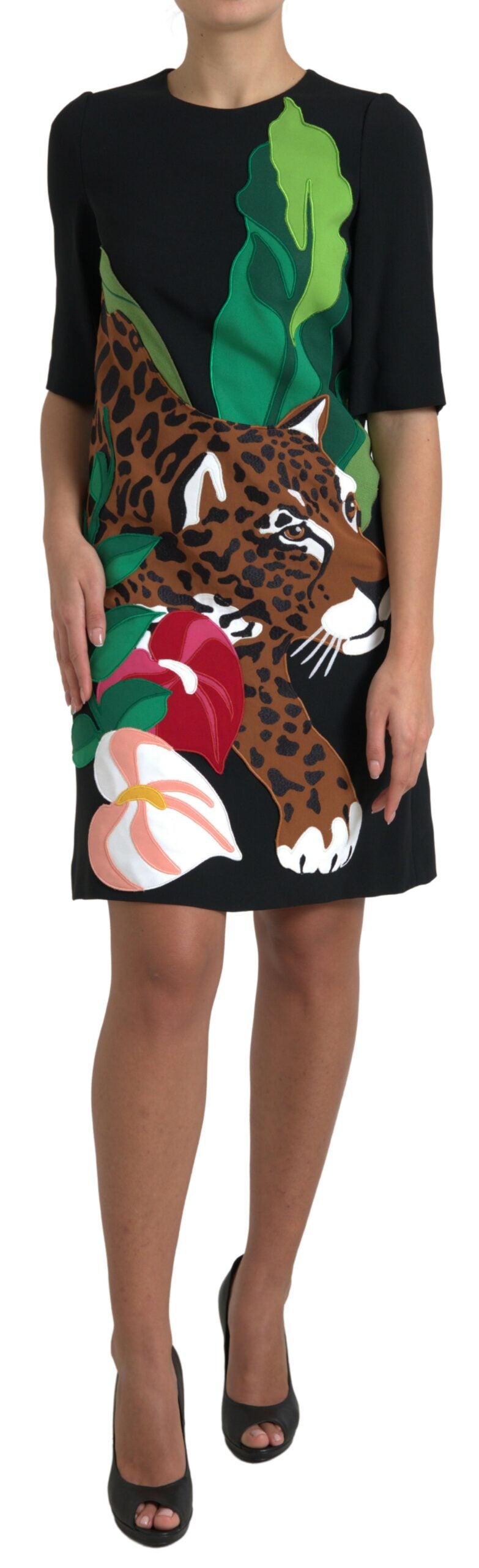 Dolce & Gabbana Elegant Jungle Motif Sheath Women's Dress