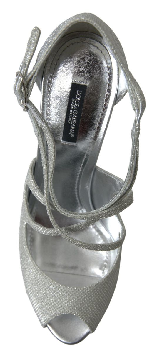 Dolce & Gabbana Elegant Shimmering Silver High-Heeled Women's Sandals