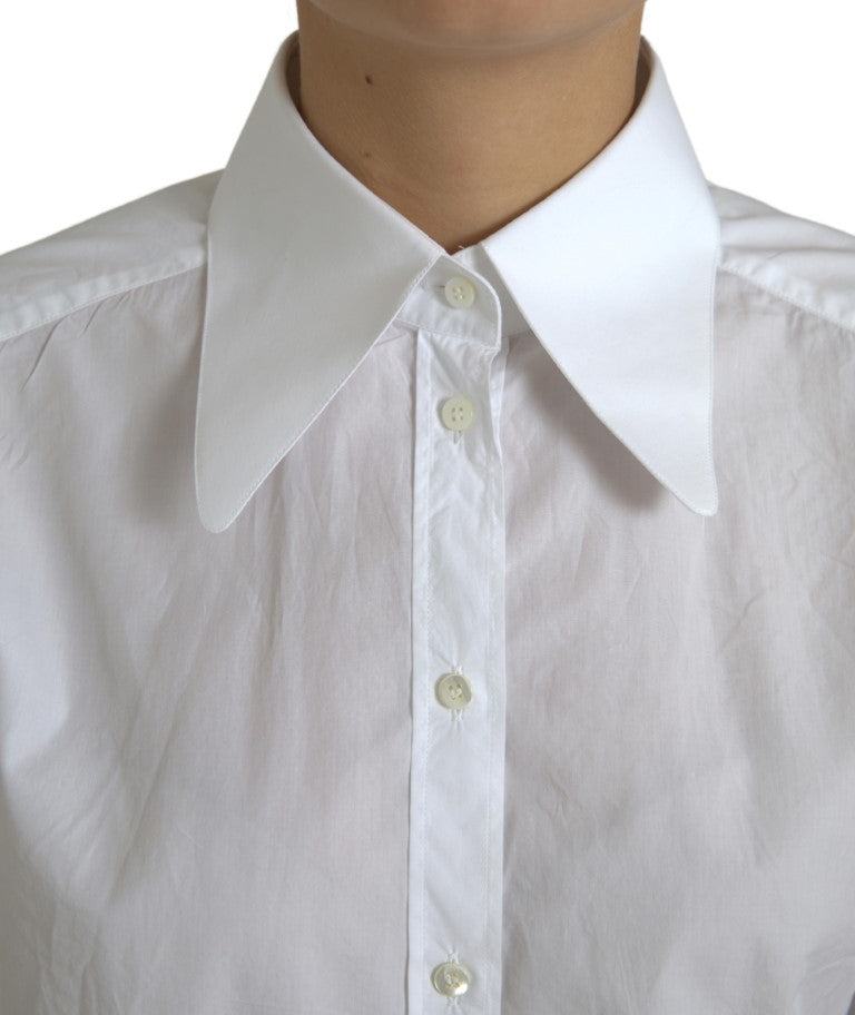 Dolce & Gabbana Elegant White Cotton Collared Women's Top