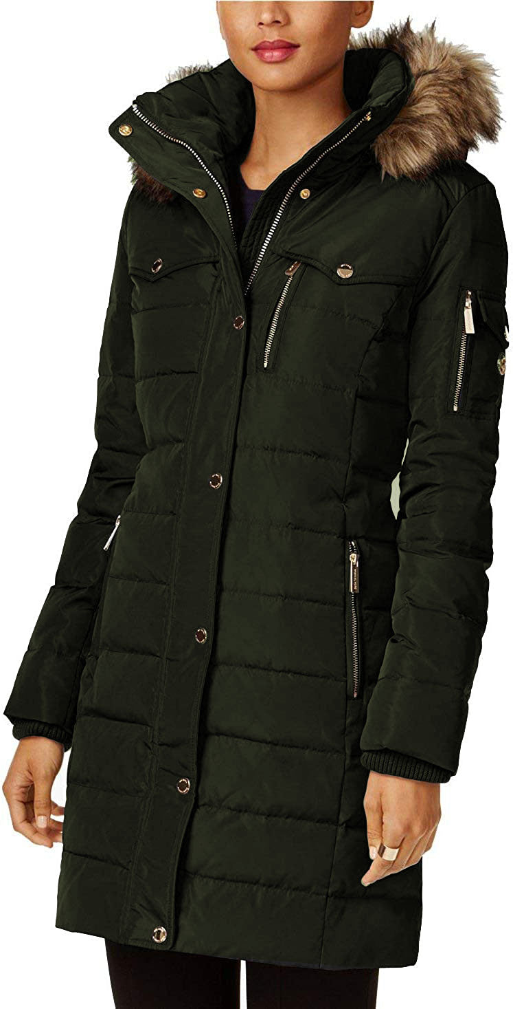 Michael Michael Kors Women's Dark Moss 3/4 Down Puffer Coat1