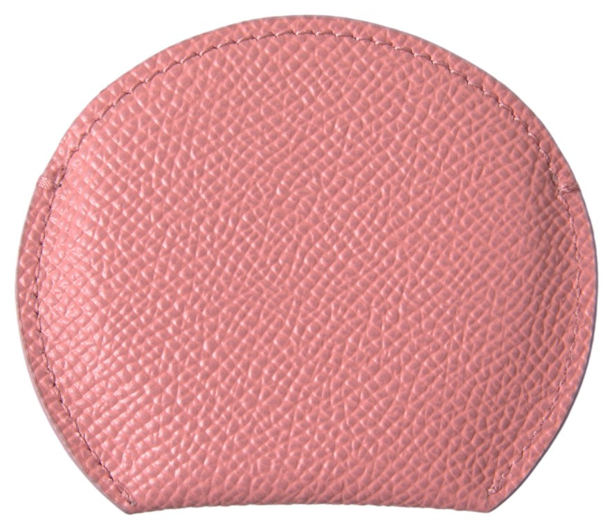 Dolce & Gabbana Chic Pink Leather Hand Mirror Women's Holder