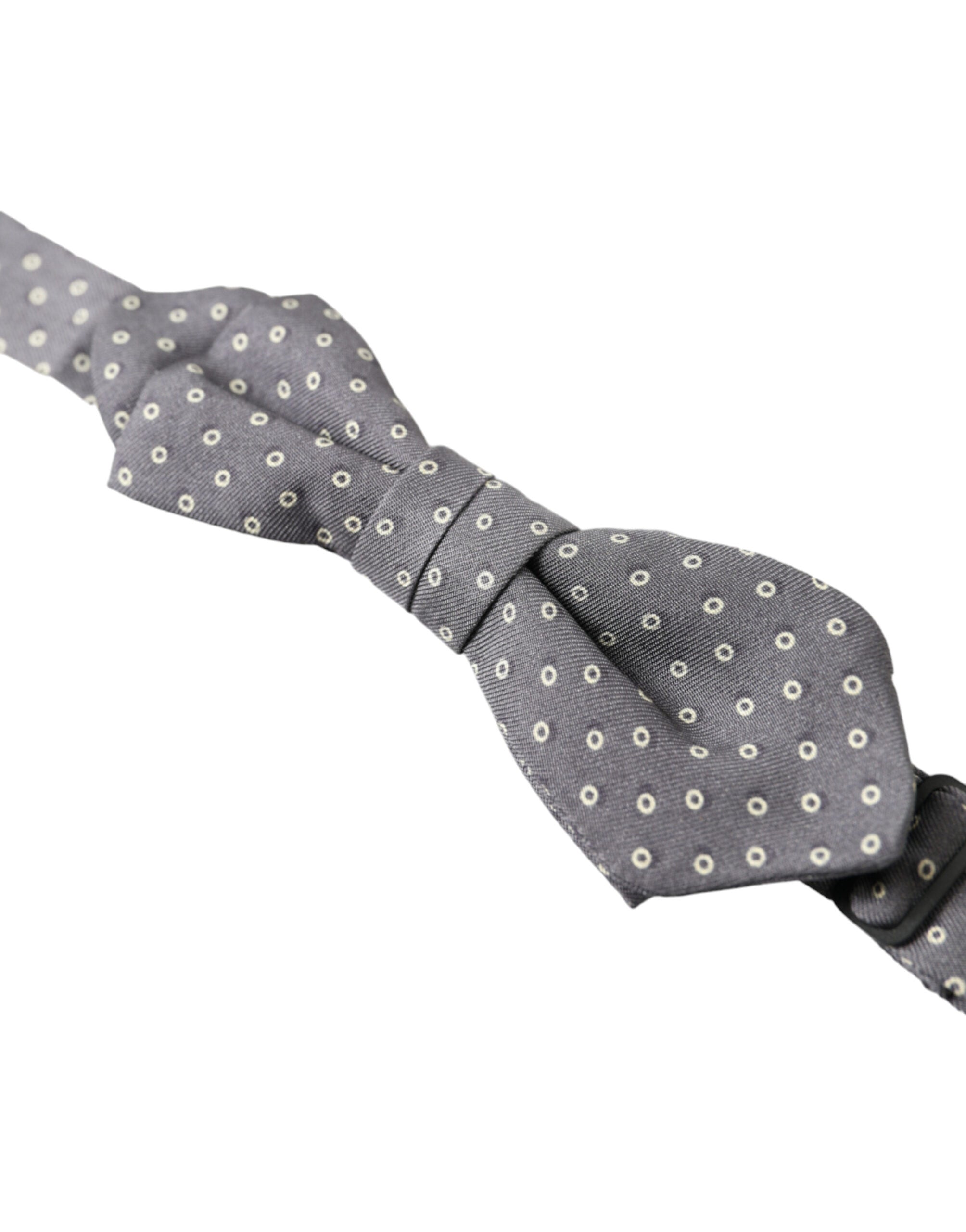 Dolce & Gabbana Elegant Silk Gray Polka Dot Bow Men's Tie