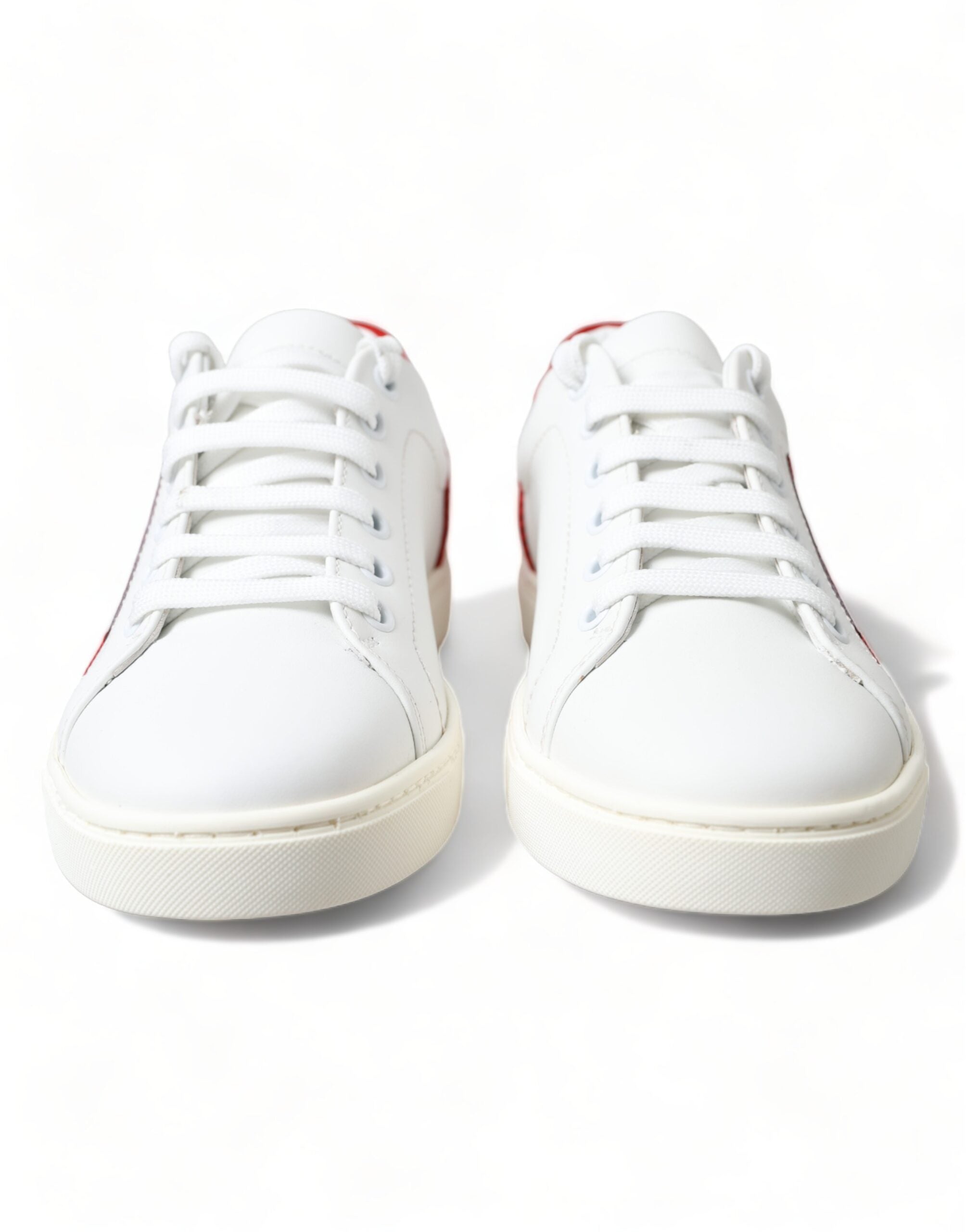 Dolce & Gabbana Chic White Leather Sneakers with Red Women's Accents