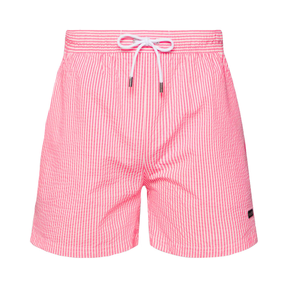 Hugo Boss Men's Velvetfish Pink Striped Seersucker Swim Trunks1