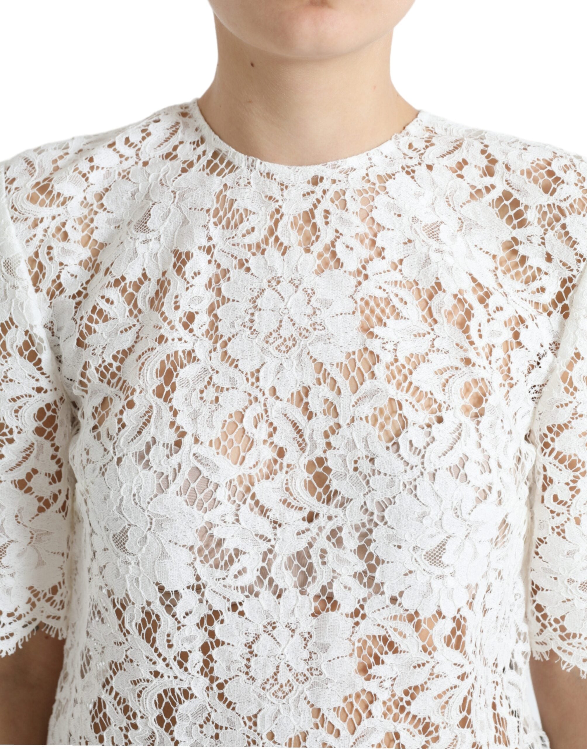 Dolce & Gabbana Elegant White Lace Women's Blouse