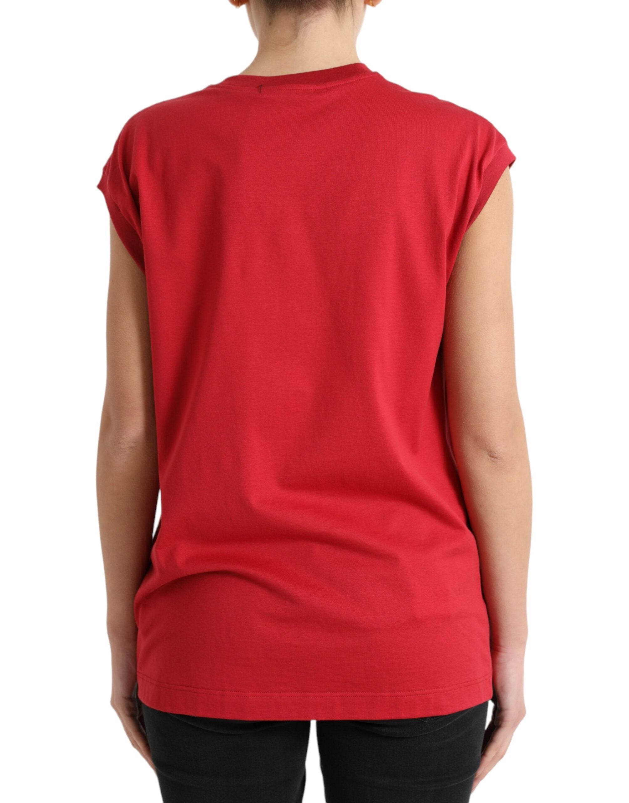 Dolce & Gabbana Elegant Red Cotton Crew Neck Tank Women's Top