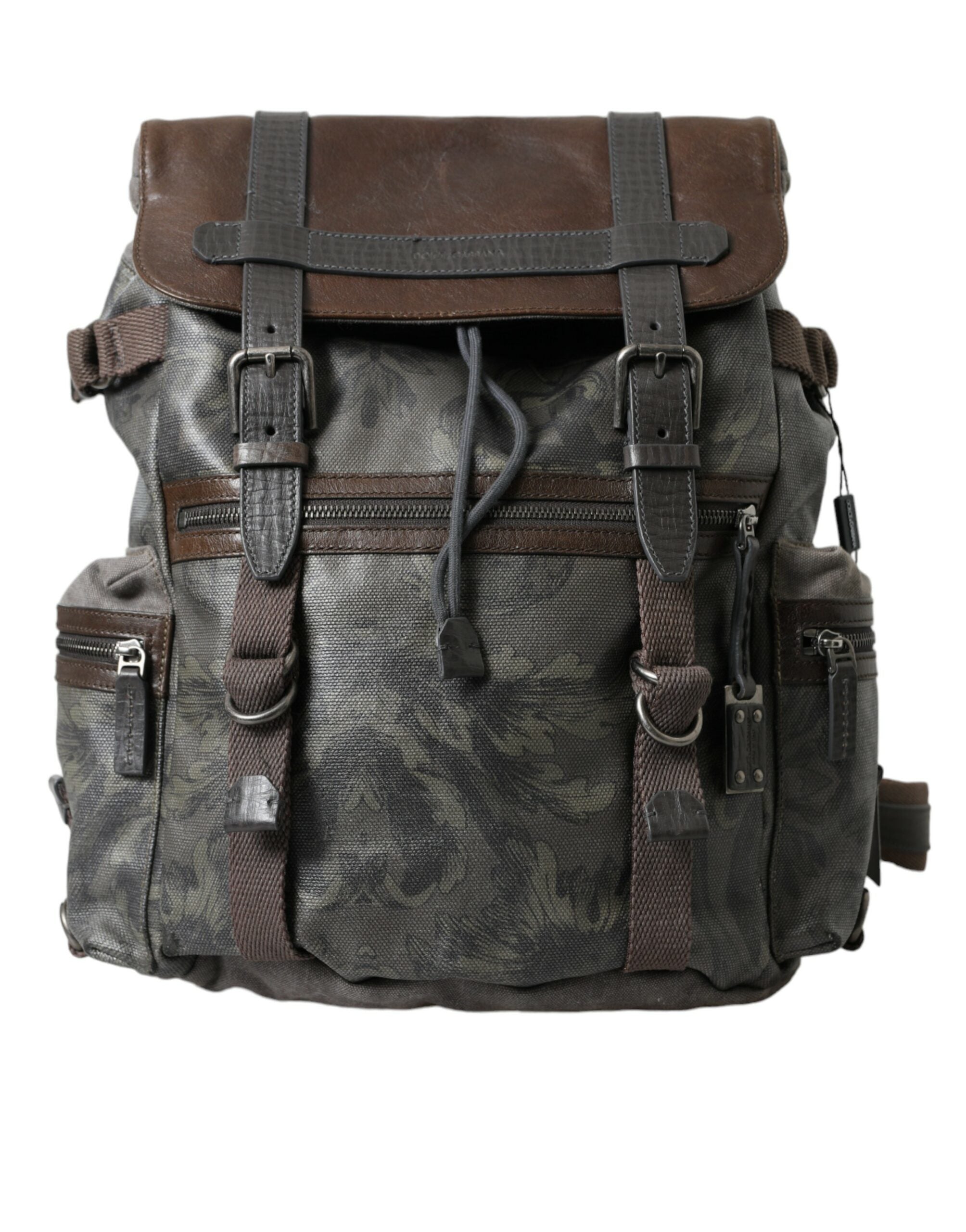 Dolce & Gabbana Elegant Green Canvas & Leather Men's Backpack