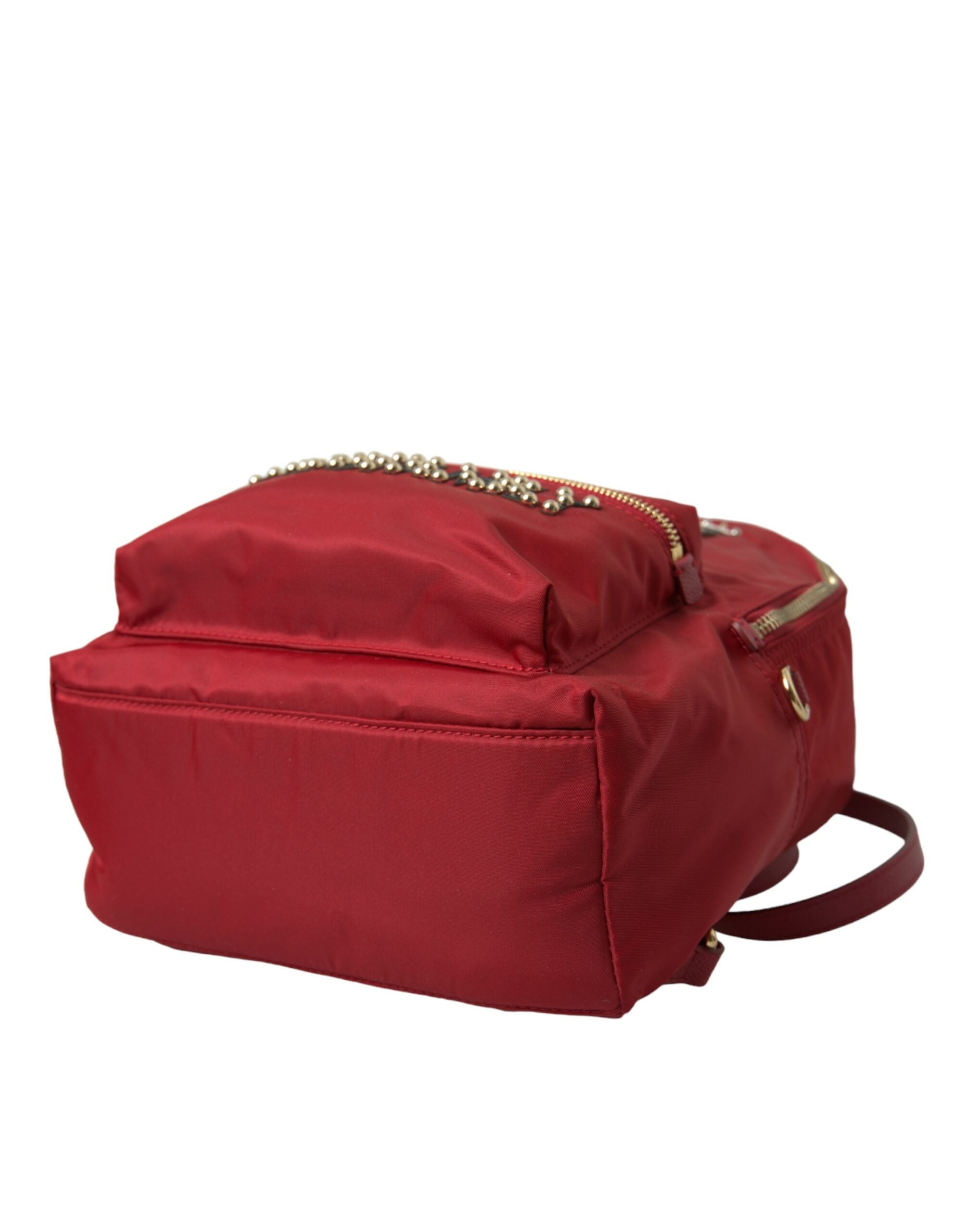 Dolce & Gabbana Embellished Red Backpack with Gold Women's Detailing