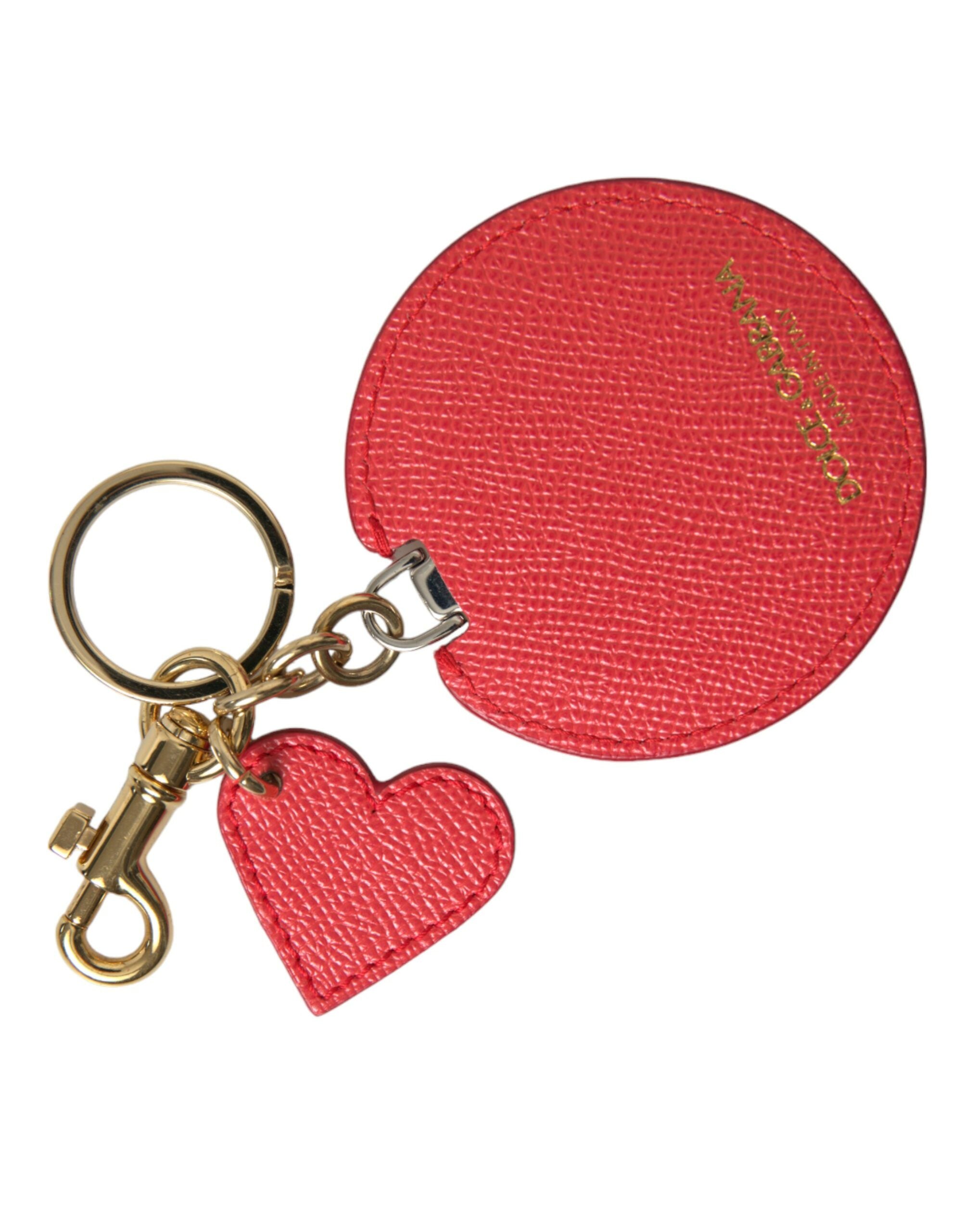 Dolce & Gabbana Elegant Red Leather Keychain with Gold Women's Accents