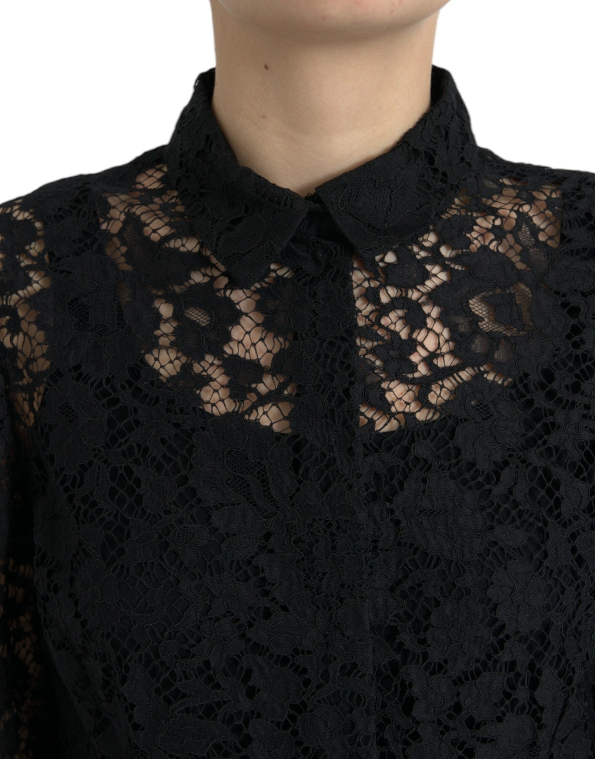 Dolce & Gabbana Elegant Floral Lace Blouse Women's Top