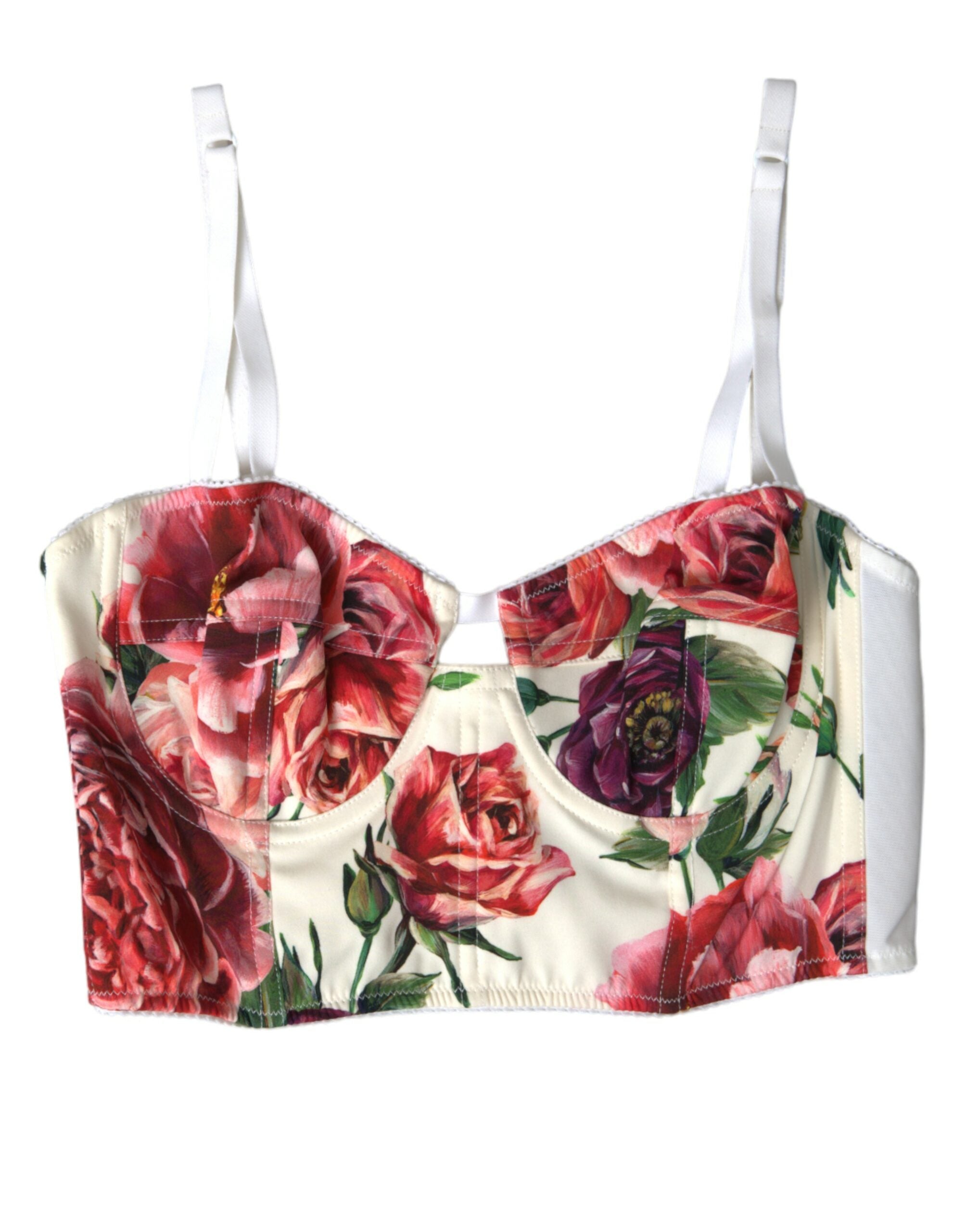 Dolce & Gabbana Floral Silk Blend Bustier Crop Women's Top