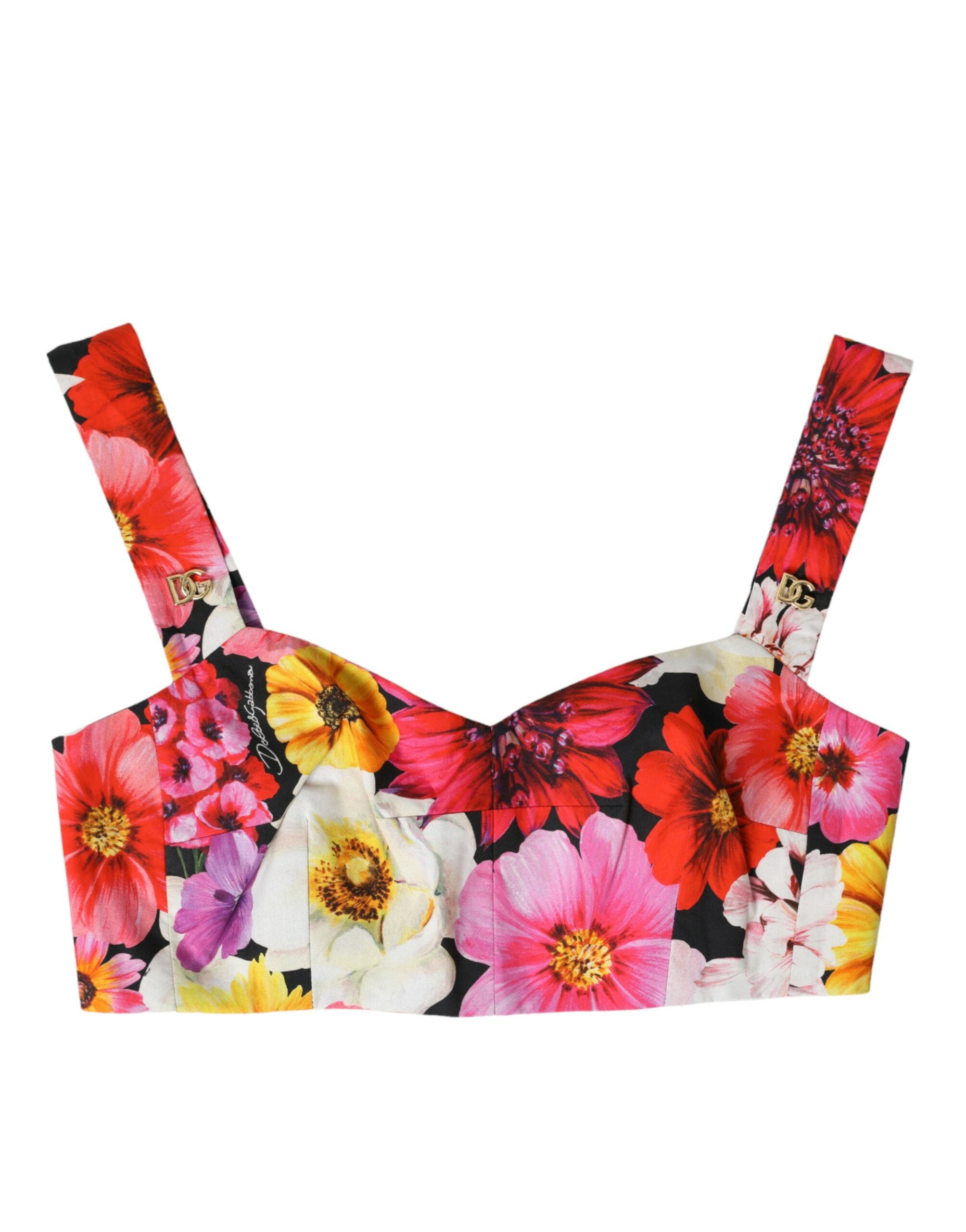 Dolce & Gabbana Exquisite Floral Bustier Crop Women's Top