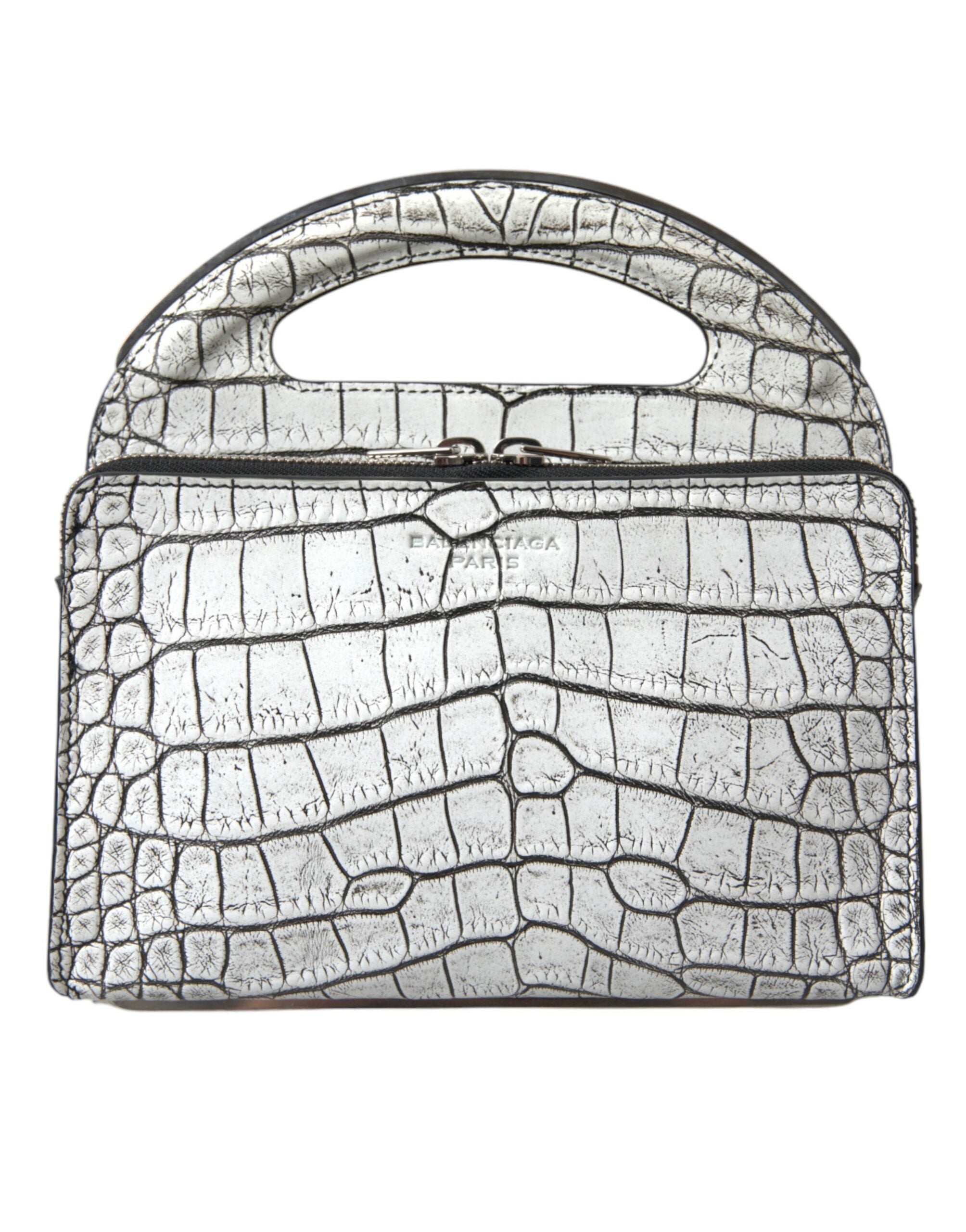 Balenciaga Metallic Silver Alligator Leather Mini Women's Bag