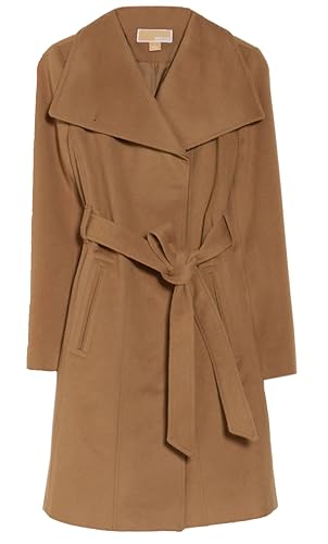 Michael Michael Kors Wool Belted Wrap Solid Camel Coat1