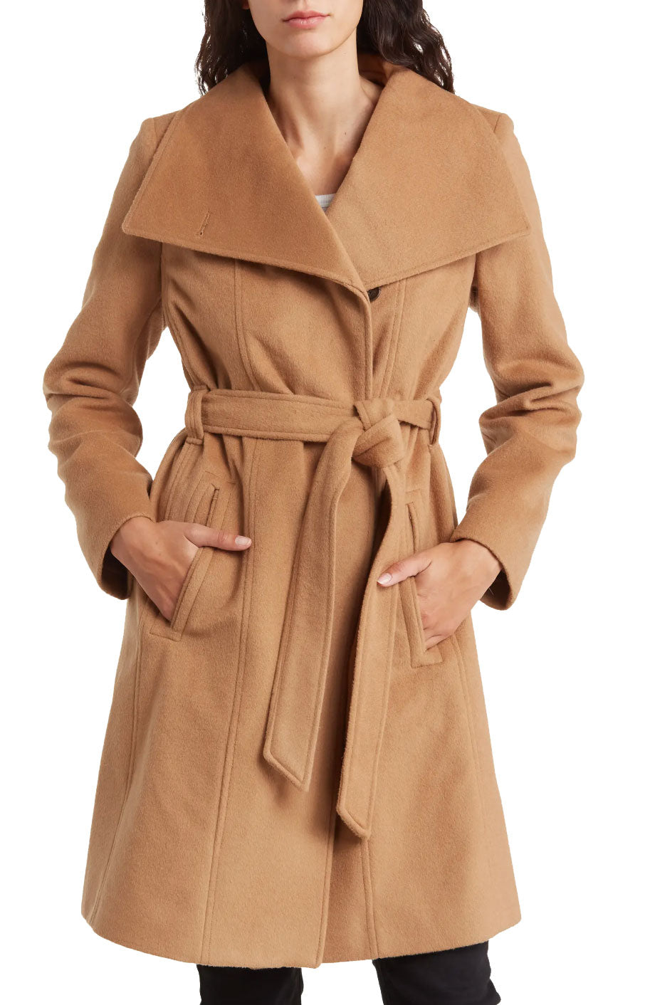 Michael Michael Kors Wool Belted Wrap Solid Camel Coat2