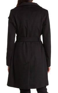 Michael Michael Kors Wool Belted Wrap Solid Black Coat2