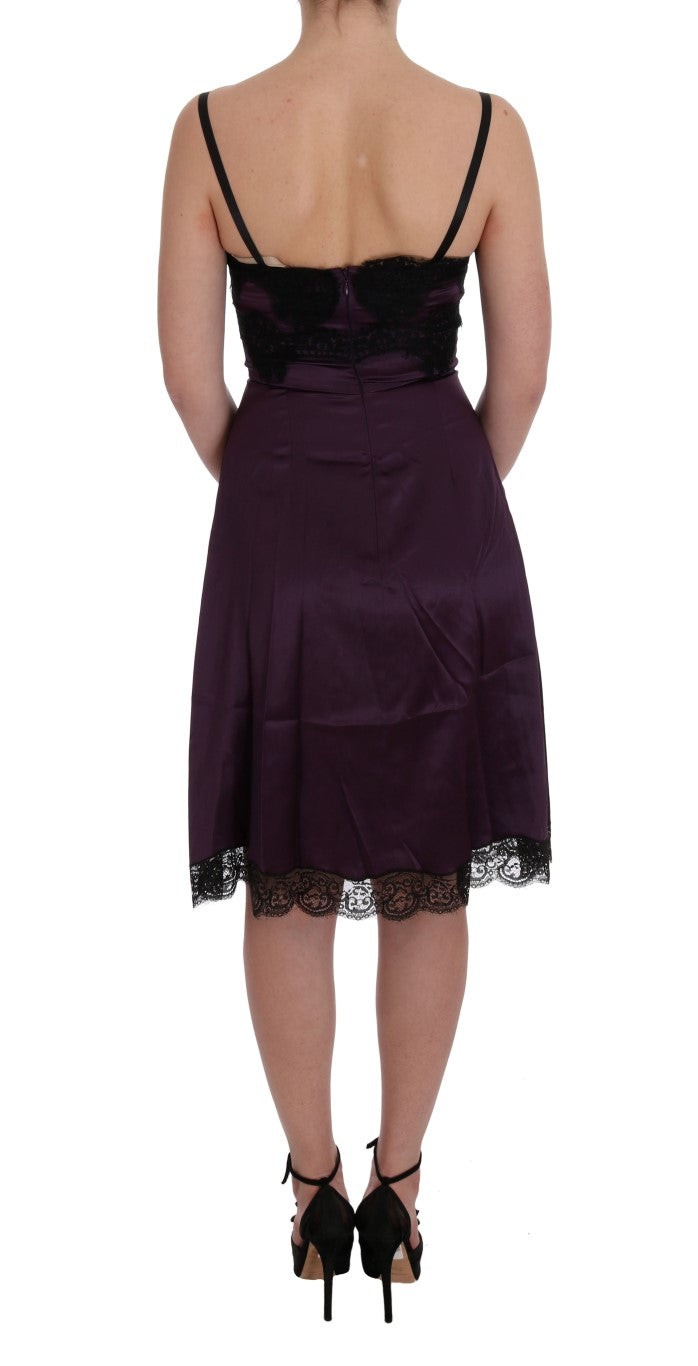 Dolce & Gabbana Elegant Purple Silk Lace Shift Women's Dress