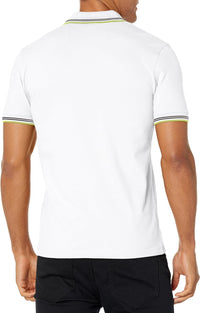 BOSS Men's Paul Modern Essential Polo, Blank White/Electric Lime2