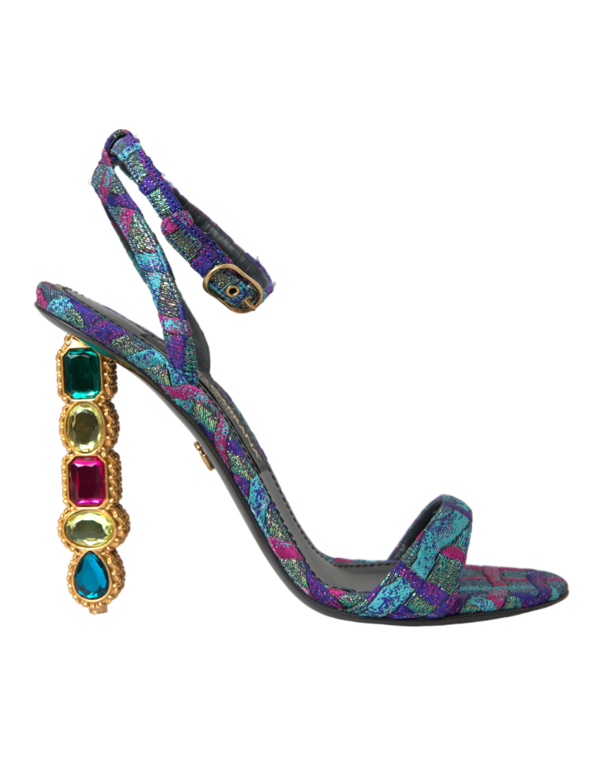 Dolce & Gabbana Multicolor Jacquard Crystals Sandals Women's Shoes