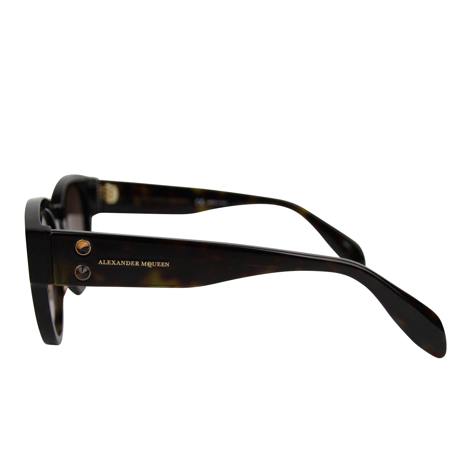 Alexander McQueen Unisex Spikes Havana Plastic Square Acetate Sunglasses