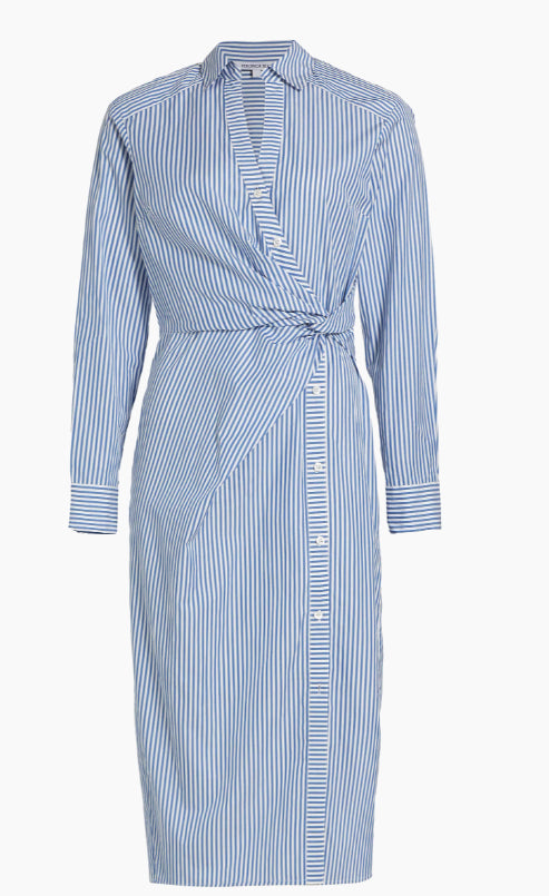 Veronica Beard Women's Wright Light Blue White Striped Midi Dress1