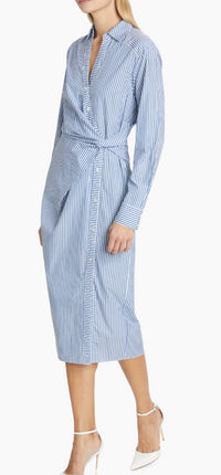 Veronica Beard Women's Wright Light Blue White Striped Midi Dress2