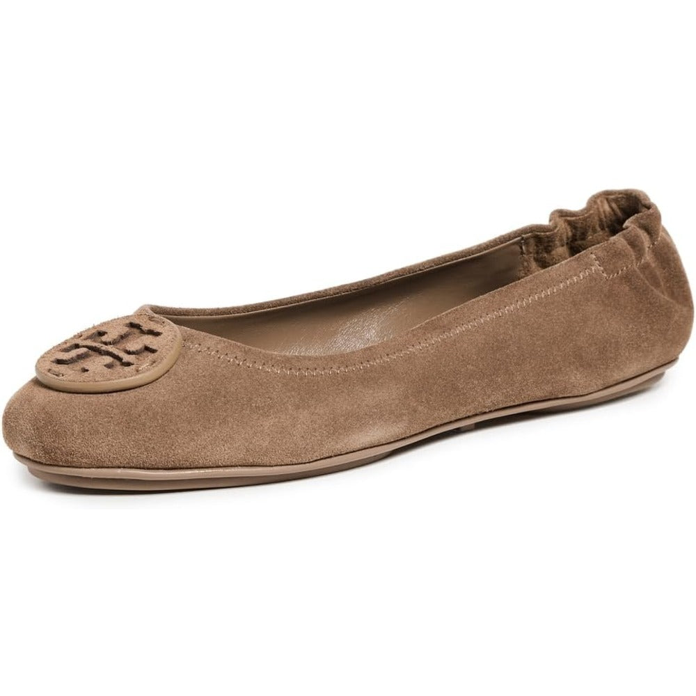 Tory Burch Women's Suede Leather Minnie Ballet Flats Rocky Pebble1