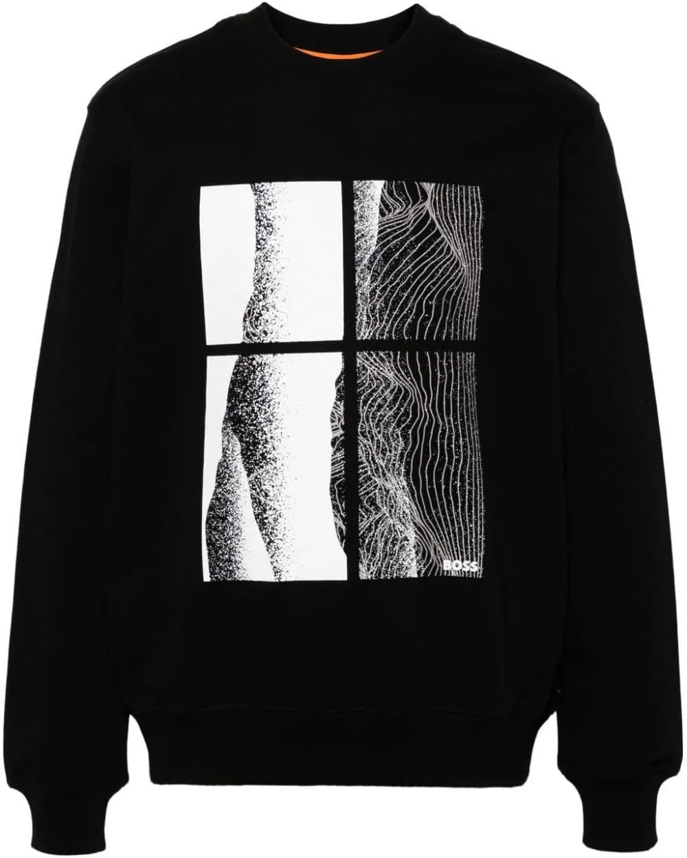 Hugo Boss Men's We_Berge White Print Sweatshirt, Black1