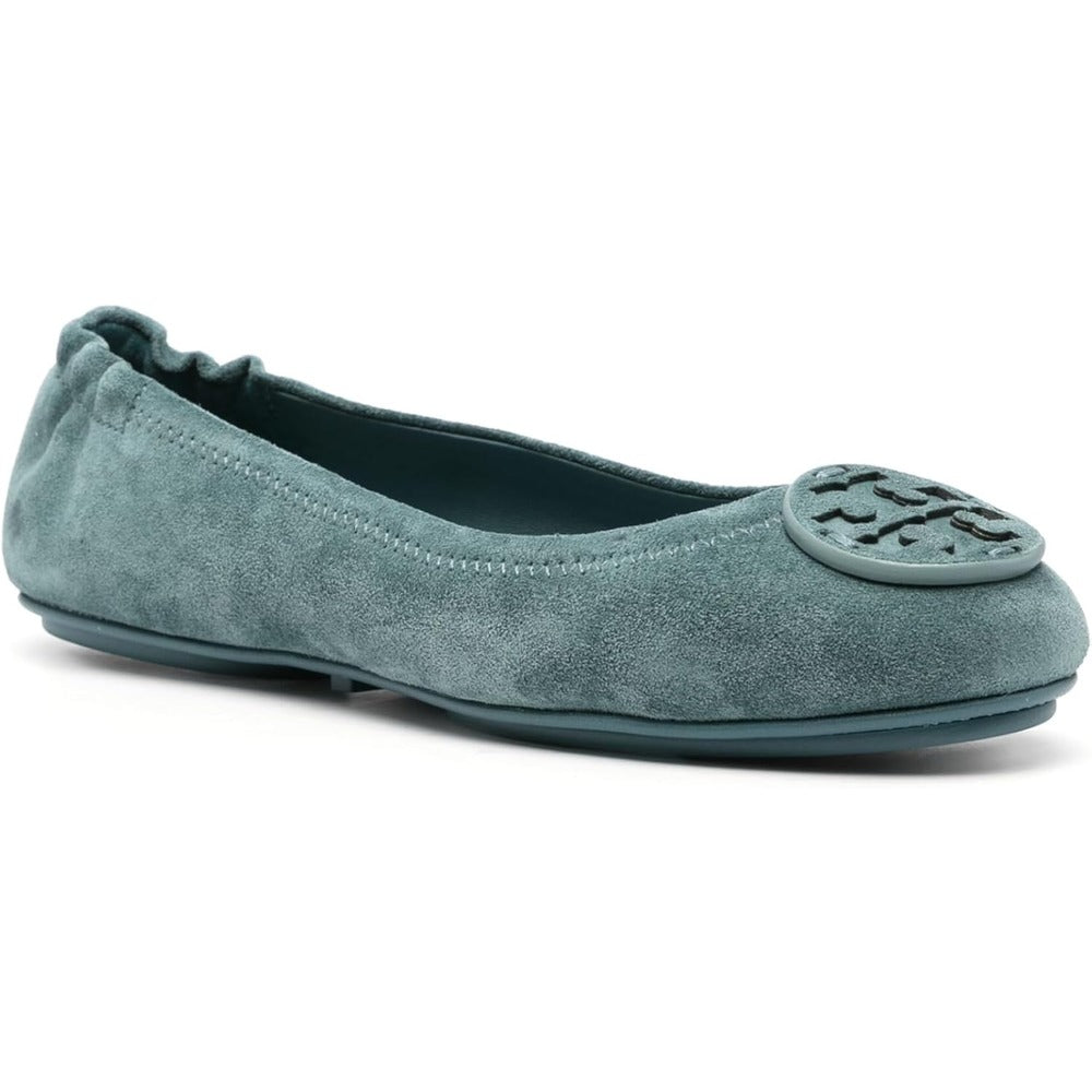 Tory Burch Women's Minnie Travel Ballet Flats, Steel Blue1