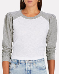 Veronica Beard Women's Mason Baseball Tee, White/Heather Grey1