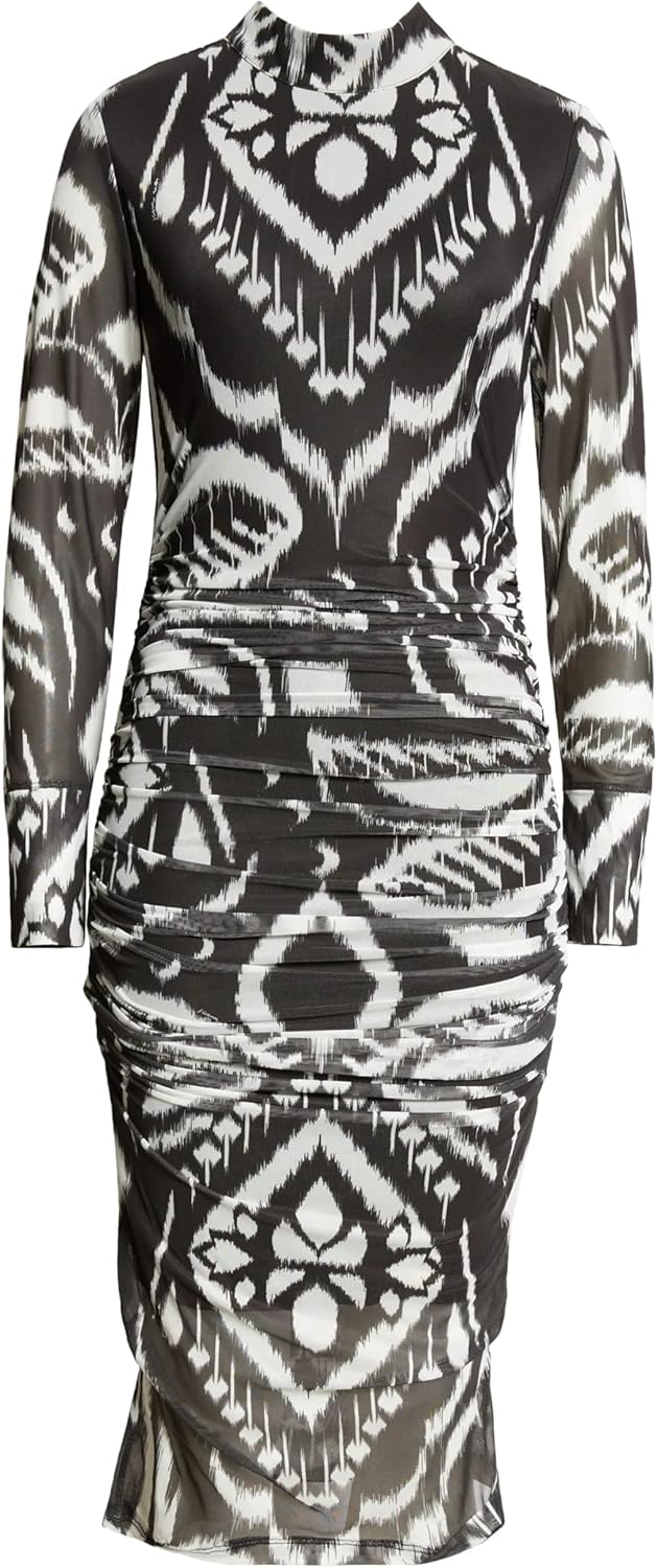 Farm Rio Women's Tulle Midi Dress, Pineapple Ikat Black1