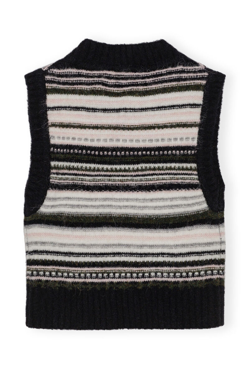 Ganni Women's Soft Wool Stripe Sweater Vest, Black2