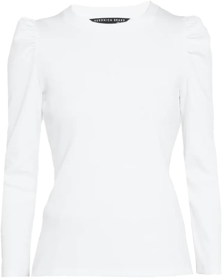 Veronica Beard Women's Britney Puff Sleeve Top, White, L1