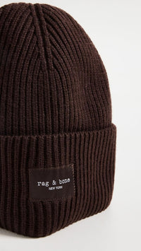 rag & bone Women's Blake Beanie, Chocolate Brown3