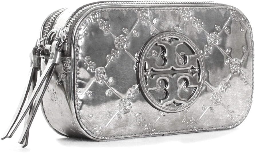 Tory Burch Women's Miller Metallic Floral Embossed Mini Crossbody, Pewter2