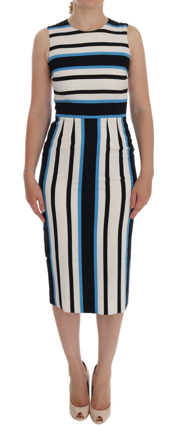 Dolce & Gabbana Chic Striped Silk Sheath Women's Dress